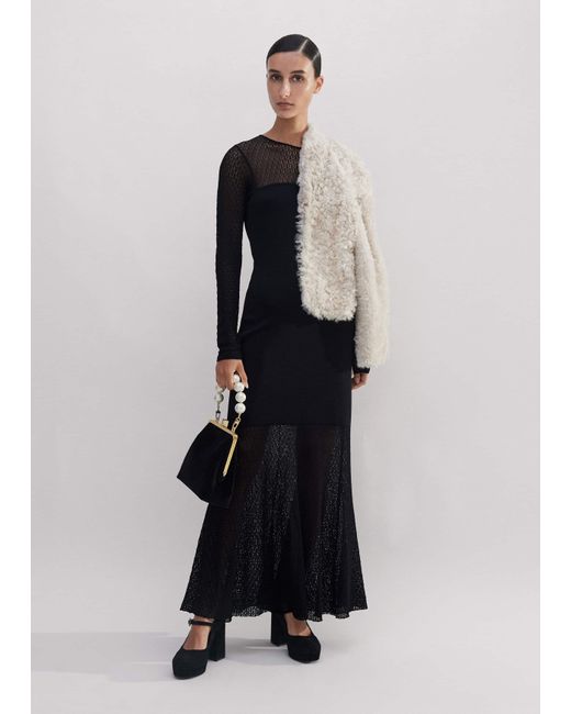 ME+EM Black Lace Stitch Evening Maxi Dress