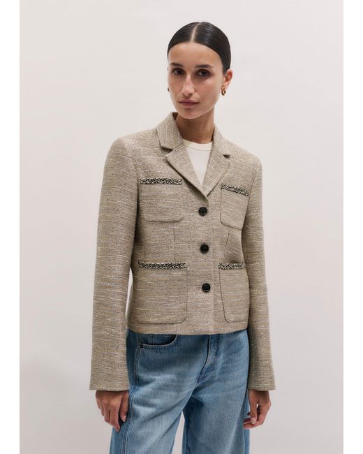ME+EM Blue Metallic Short Patch Pocket Jacket