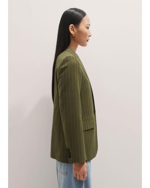 ME+EM Gray Pinstripe Sharp Shoulder Blazer