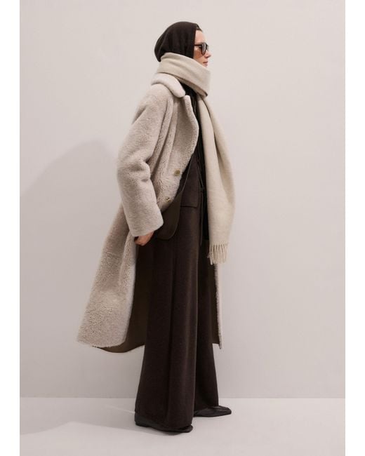 ME+EM Multicolor Cashmere Wide Leg Knit Trousers Warm Chocolate Melange