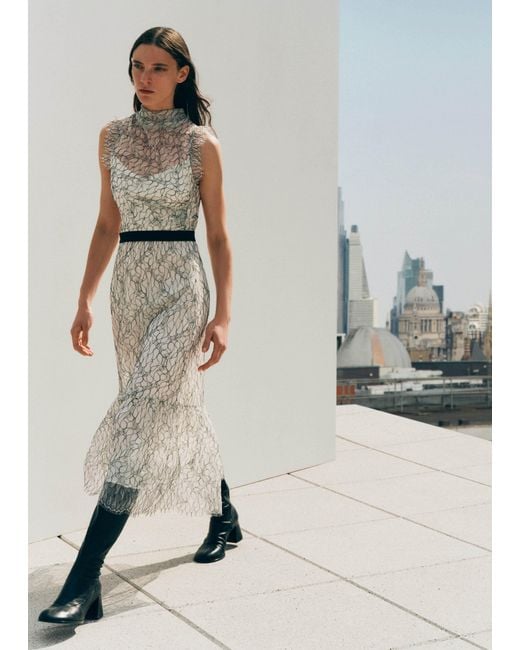 ME+EM Multicolor Monochrome Lace Midi Dress + Belt