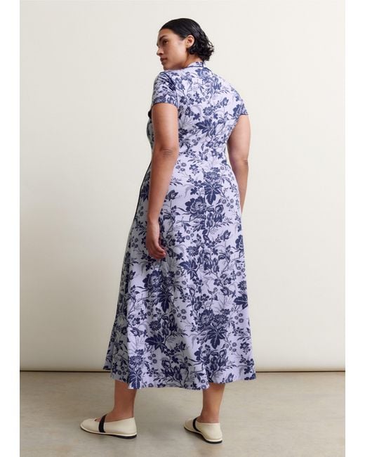 ME+EM Blue Mystic Floral Print Cap Sleeve Maxi Dress