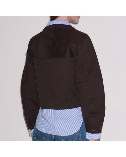 ME+EM Blue Sculptural Sleeve Straight Fit Jacket