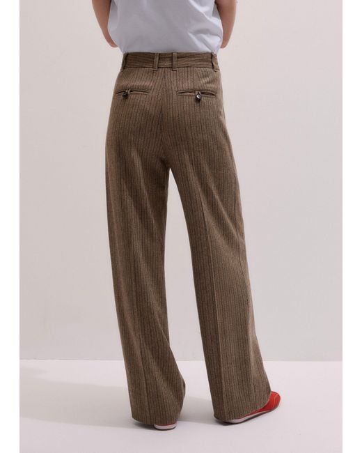ME+EM Brown Straight Pinstripe Pleat Front Pant Mocha