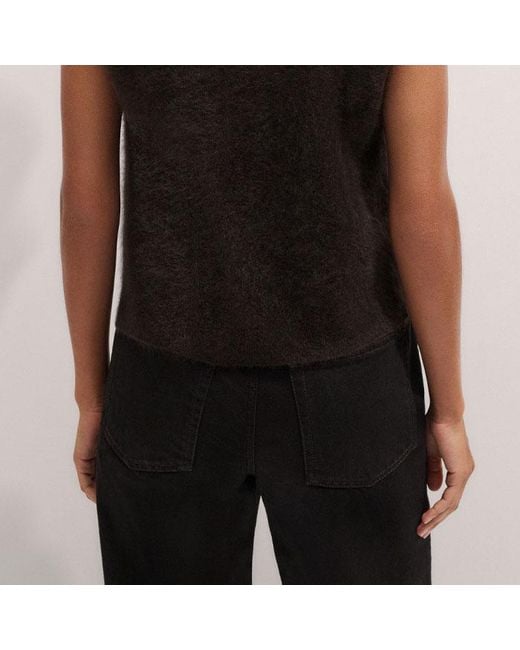 ME+EM Black Brushed Cashmere V-Neck Straight Knit Vest