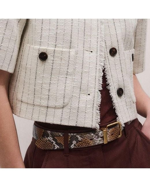 ME+EM Natural Textured Stripe Cropped Jacket