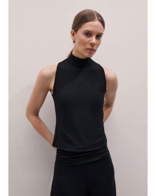 ME+EM Blue High Neck Sleeveless Top