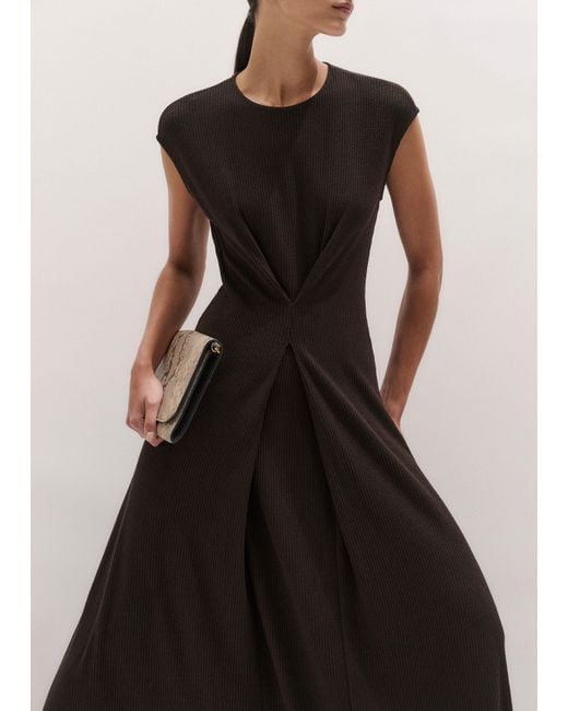 ME+EM Black Draped Waist Fit And Flare Maxi Dress