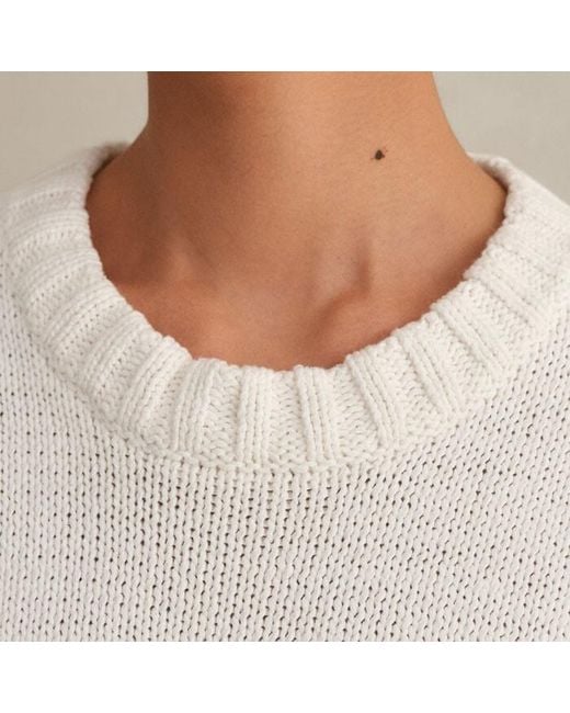 ME+EM Natural Chunky Cotton Curved Hem Sweater