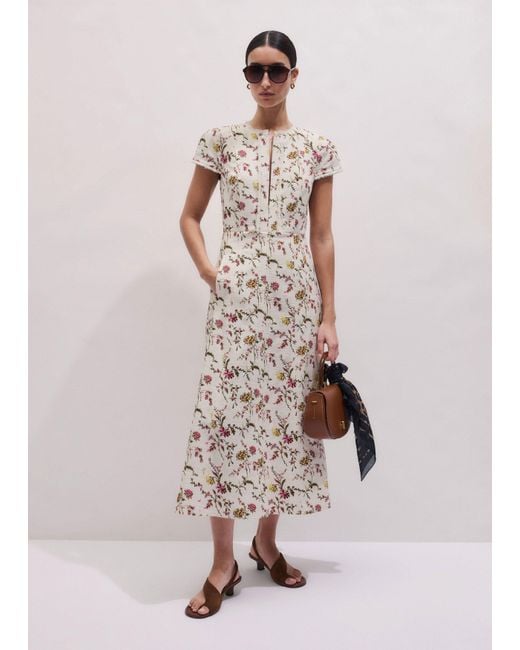 ME+EM Multicolor Wild Spring Floral Print Fit & Flare Midi Dress