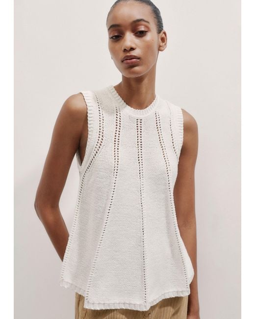 ME+EM White Chunky Cotton Swing Knit Vest