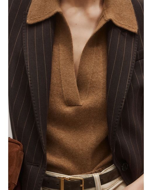 ME+EM Brown Cashmere Collared Neck Jumper