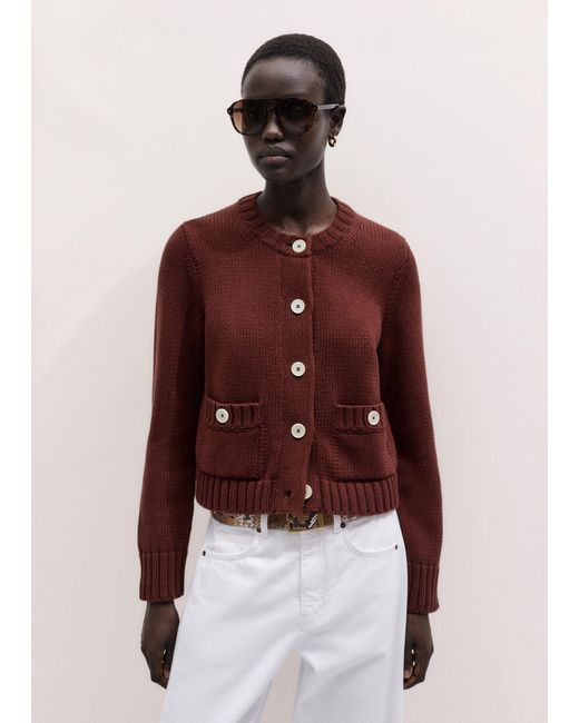 ME+EM Red Straight Crop Cardigan