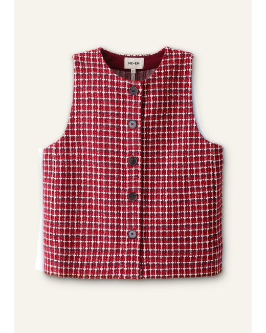 ME+EM Red Button Through Sleeveless Top