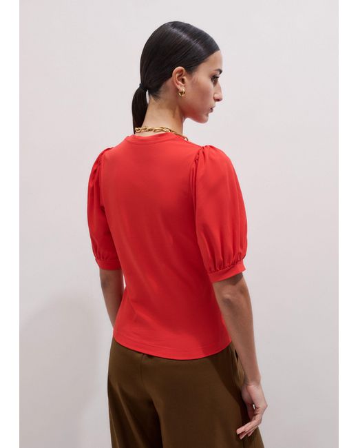 ME+EM Red Pouf Sleeve Tee