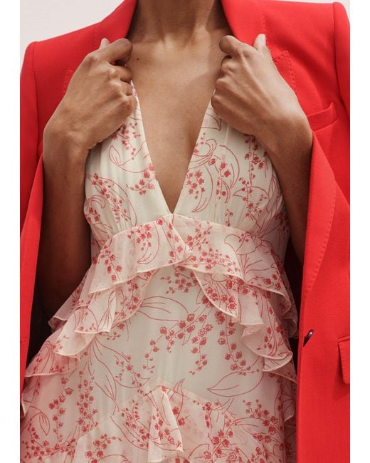 ME+EM Natural Silk Lily Of The Valley Print Ruffle Maxi Dress + Bandeau