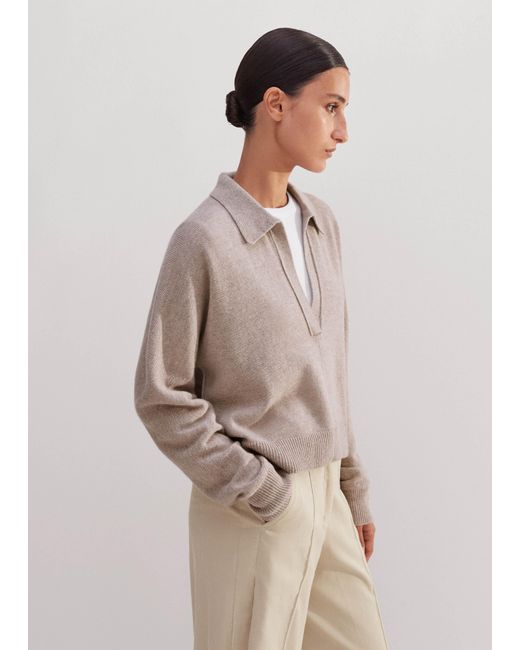 ME EM Merino Cashmere Fly Collar Box Jumper in Natural Lyst UK