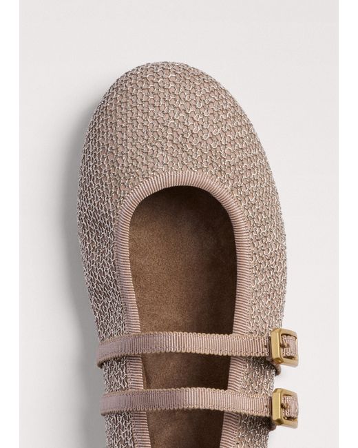 ME+EM Natural Mesh Round Toe Ballerina