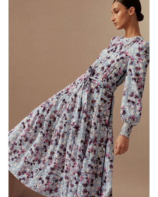ME+EM Multicolor Wild Meadow Print Tiered Maxi Dress + Belt