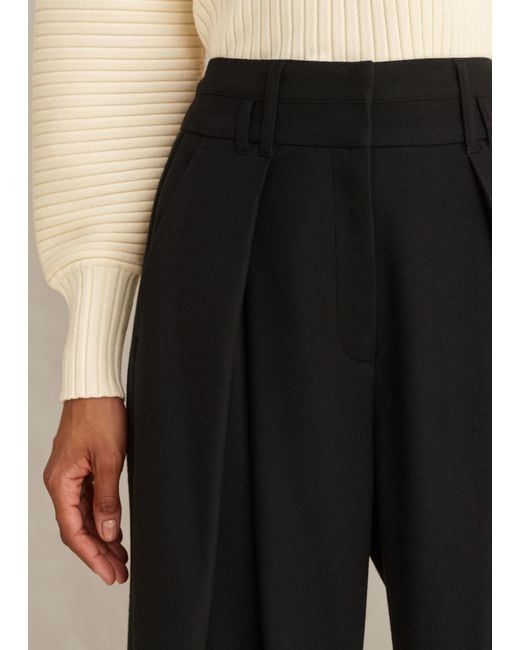 ME+EM Black Flannel High-waisted Pleat Wide-leg Pant