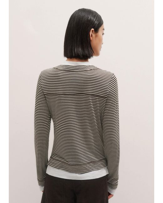 ME+EM Gray Double-Layer Look Long Sleeve Top