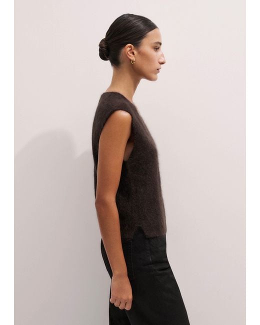 ME+EM Black Brushed Cashmere V-Neck Straight Knit Vest