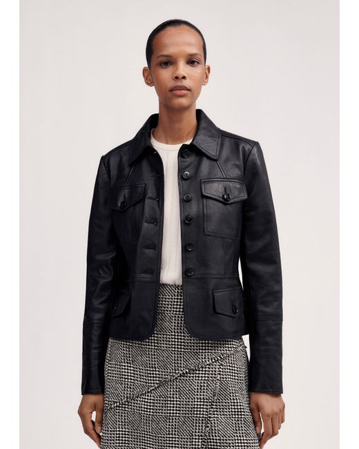ME+EM Black Washed Leather Utility Jacket