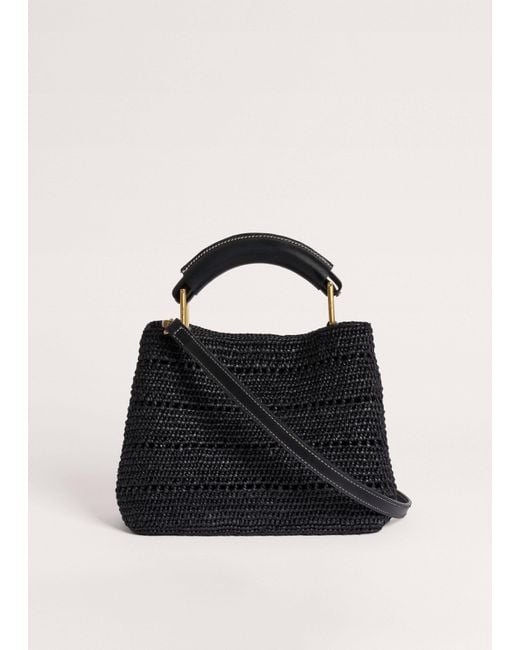 ME+EM Black Raffia Mini Constructed Day Bag