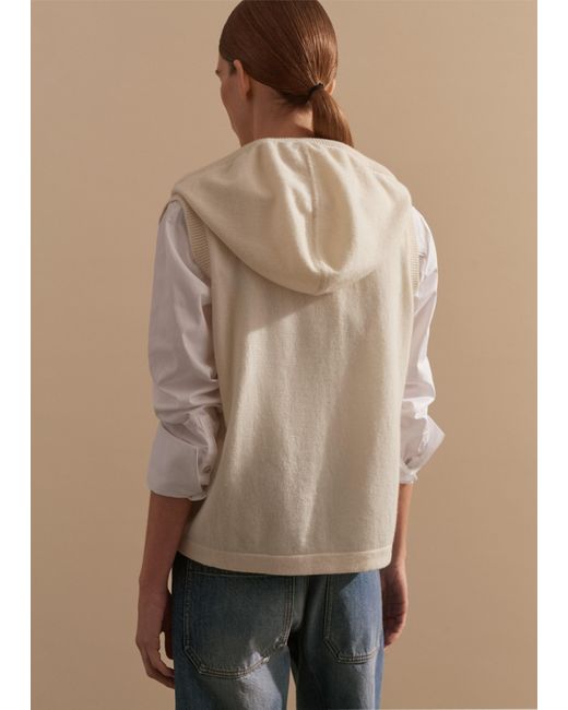 ME+EM Natural Cashmere Sleeveless Relaxed Zip Hoody