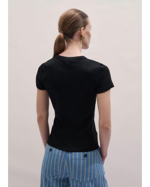 ME+EM Brown Ultimate Fitted Rib Crew Neck Tee