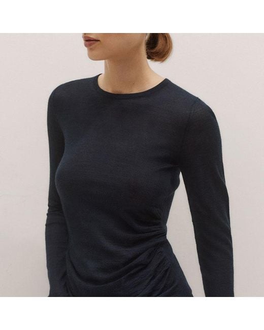 ME+EM Black Textured Patch Pocket Subtle Flare Trouser