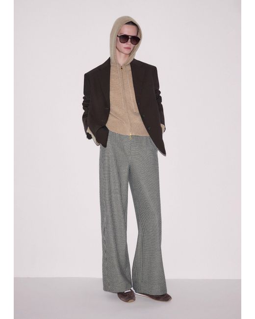 ME+EM Brown Cashmere Two Way Zip Straight Hoody Hazelnut Melange