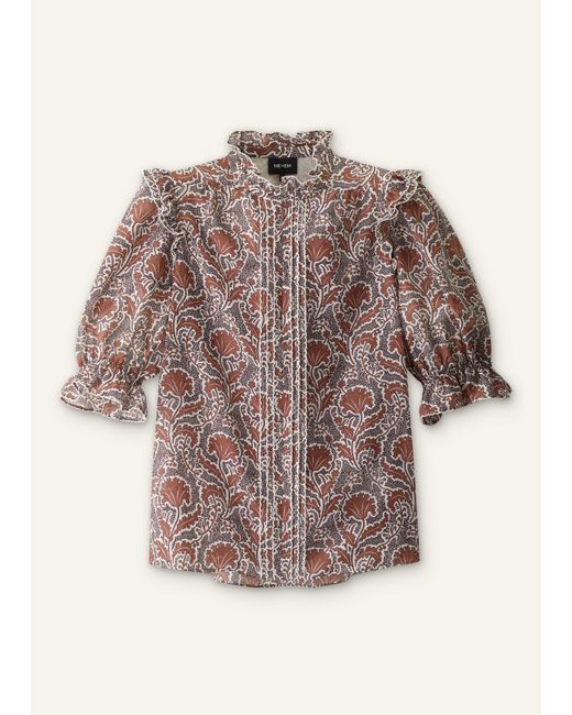 ME+EM Multicolor Silk Cotton Rising Wildflower Print Blouse