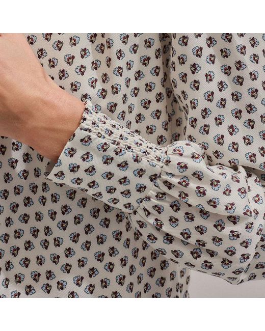 ME+EM Gray Micro Paisley Print Blouse + Tie