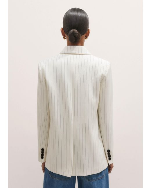 ME+EM Natural Sharp Shoulder Pinstripe Blazer