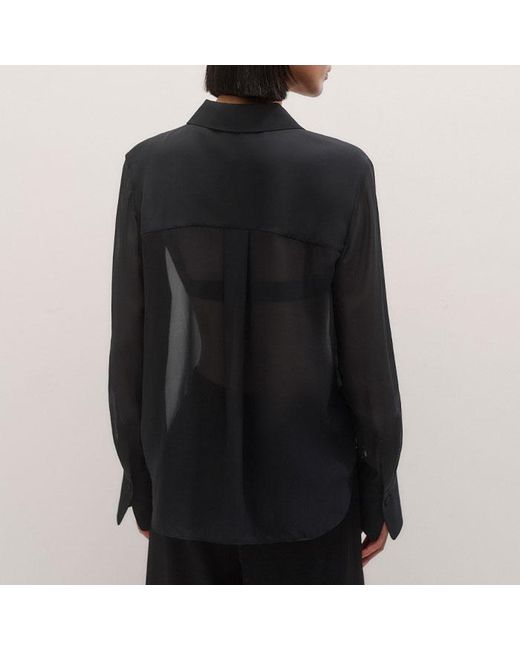 ME+EM Black Evening Sheer Silk Blouse