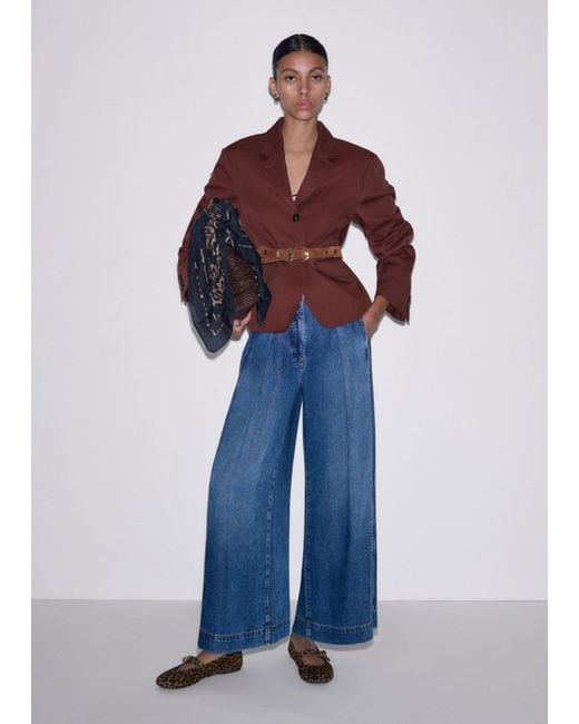 ME+EM Brown Intelligently Oversized Short Blazer