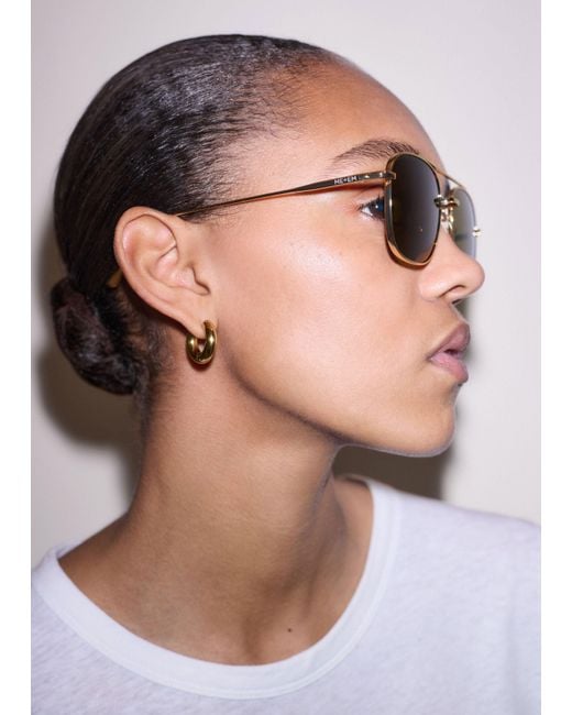 ME+EM Brown Metal Aviator Sunglasses
