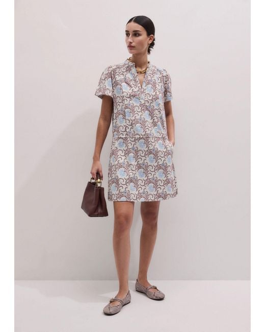 ME+EM Purple Bloom Floral Print Swing Dress