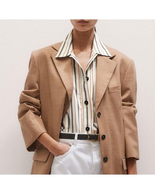 ME+EM Multicolor Fluid Crop Overshirt/Tobacco