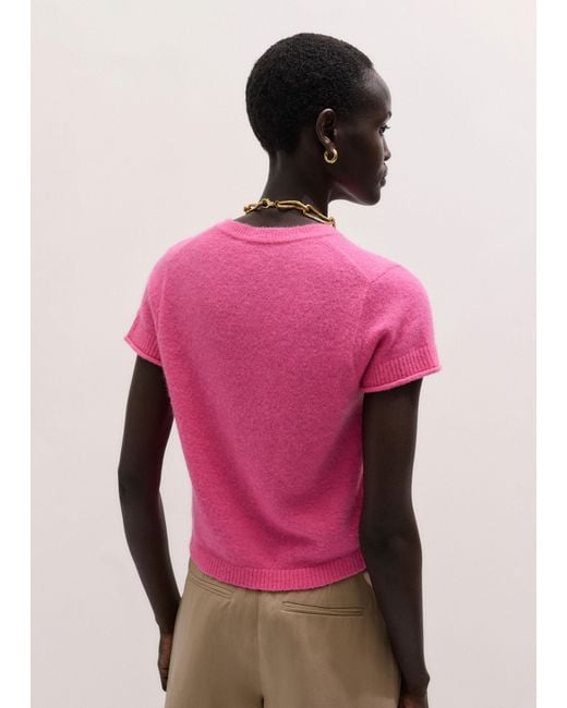 ME+EM Pink Alpaca Button-Through Knit Baby Tee