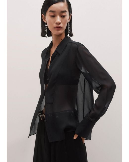 ME+EM Black Evening Sheer Silk Blouse