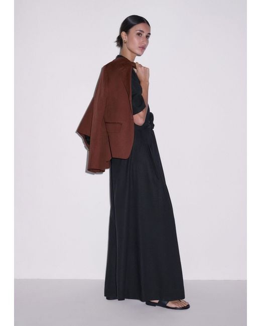 ME+EM Black Crease-Less Linen Cropped Jumpsuit + Belt