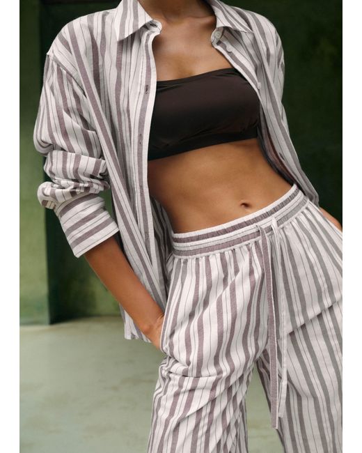 ME+EM Green Summer Stripe Drawstring Beach Trouser
