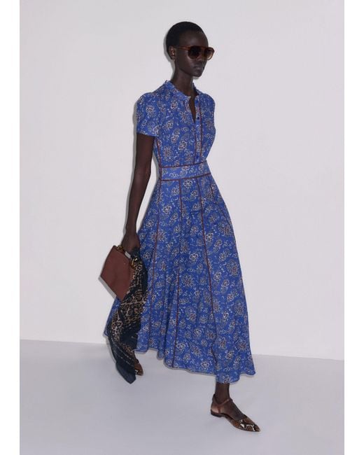 ME+EM Blue Fit & Flare Gilded Paisley Print Maxi Dress