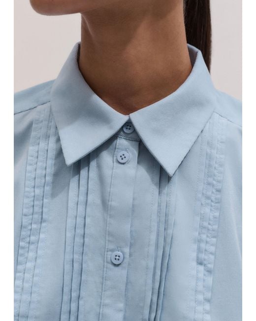 ME+EM Blue Micro Cord Slim Fitting Blouse