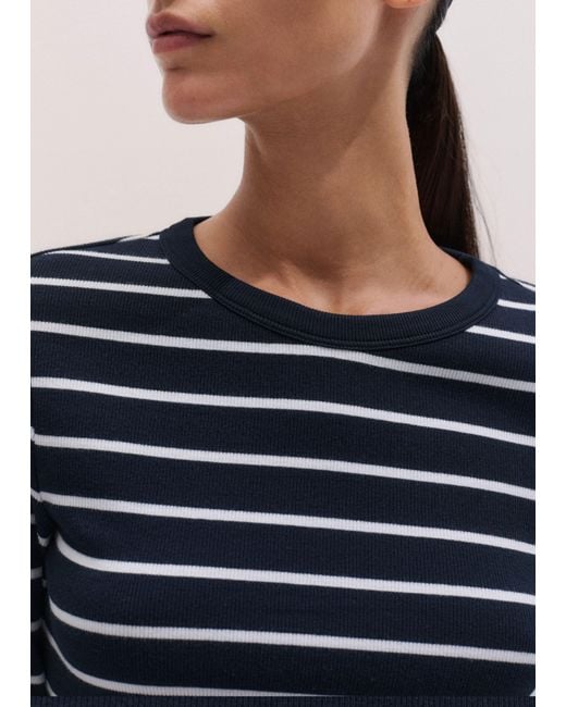 ME+EM Blue Ultimate Rib Long Sleeve Top