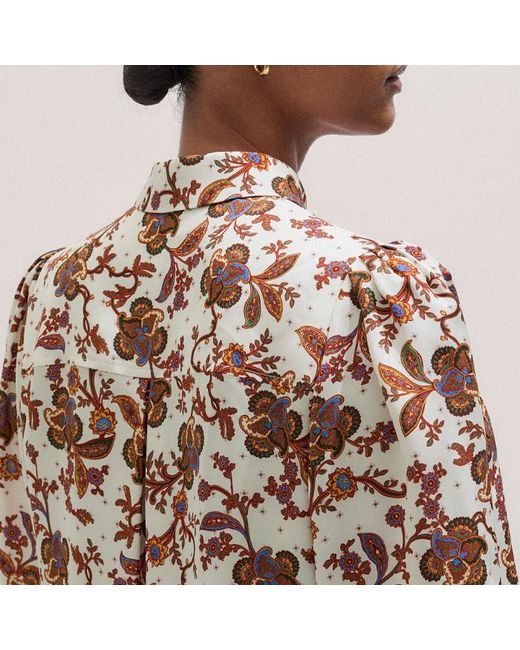 ME+EM Multicolor Silk Ornate Floral Paisley Print Blouse