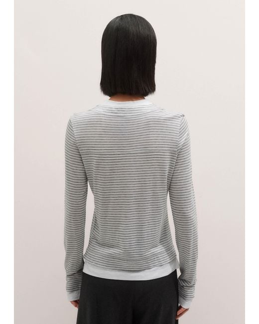 ME+EM Gray Double-Layer Look Long Sleeve Top
