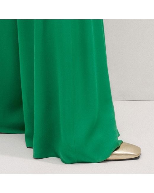 ME+EM Green Silk Wide-Leg Jumpsuit